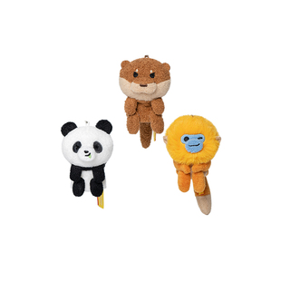 中国国家地理博物文创掌上动物园水獭熊猫金丝猴毛绒指偶玩偶挂件