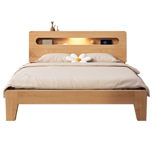 实木床简约现代1米8双人床家用卧室1米5床1.2米出租房用单人床架