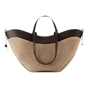 【礼物】Polene波灵恩Cyme 米咖色羊驼毛手提单肩包