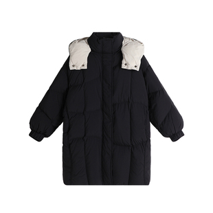 布丁哈鲁冬装女童2025冬季新款儿童保暖连帽中长款三防羽绒服外套