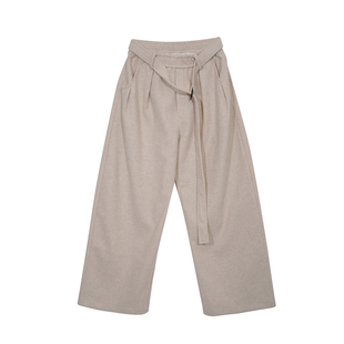 Hualun冬季重磅加厚毛呢休闲裤男装宽松直筒裤子西裤保暖呢子长裤