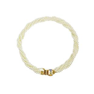 红口袋 法式复古多层缠绕珍珠项链vintage宫廷风温柔choker颈链