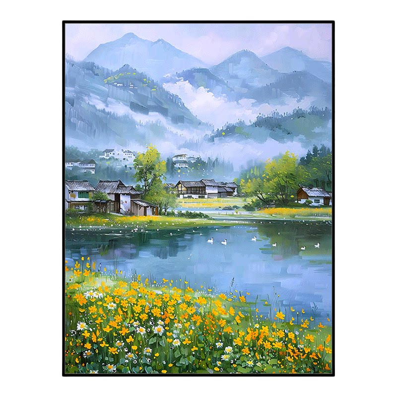 烟雨江南数字DIY风景油画