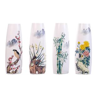 梅兰竹菊桌面小花瓶陶瓷干花禅意插花水培养鲜书柜装饰摆件新中式