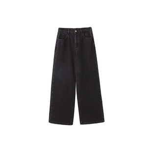 时然大码加绒直筒牛仔裤微胖mm显瘦新款裤子冬款加厚高腰直筒裤