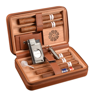 雪茄盒便携雪茄保湿盒雪松木便携式旅行包大容量雪茄烟盒套装工具