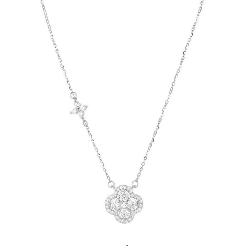 「闪耀四叶草」足银999项链女轻奢小众蝴蝶结礼盒送闺蜜生日礼物