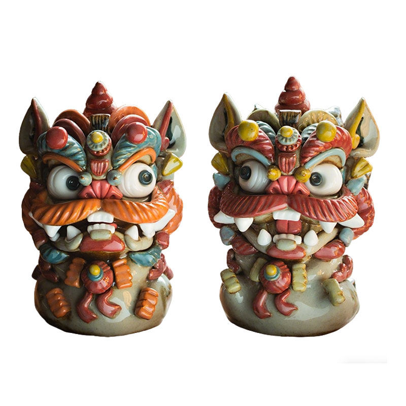 国潮醒狮摆件一对特色文创礼品