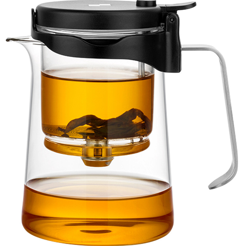 邦田飘逸杯泡茶壶茶水分离全玻璃
