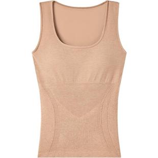 幸棉加绒保暖背心女2025新冬带胸垫发热塑身羊毛绒加厚修容打底衣