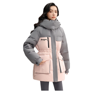 鸭鸭官方店鸭绒羽绒服女中长款2023年新款加厚收腰冬装外套潮MY