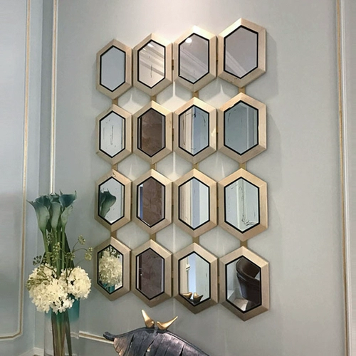 Легкая роскошная гостиная декоративная зеркальная крыльца Комбинированная современная стена модель модель боковой блюда стена боковая стена Фоны стены зеркало