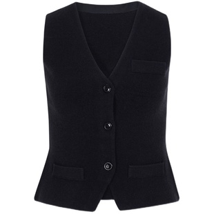 ChicChick时髦小鸡vol20TomBoy风格黑色极简v领圈圈纱针织马甲