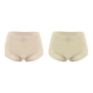 华G3条装立体中腰全包臀罗纹无缝提臀内裤桑蚕丝真丝底裆三角裤女