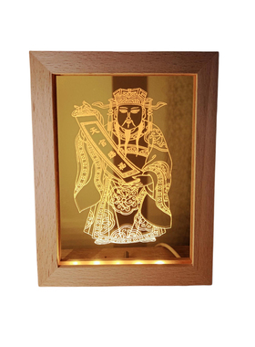 天官赐福摆件灯三元天官灯图精雕实木USBLED夜灯展灯传统文化精髓