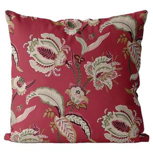 复古红色棉麻靠枕美式双面抱枕客厅沙发装饰床头大靠背新年靠垫套