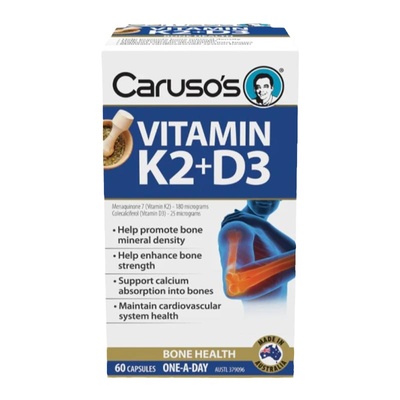 澳洲直邮Carusos卡鲁索维他命维生素K2+D3胶囊 60粒