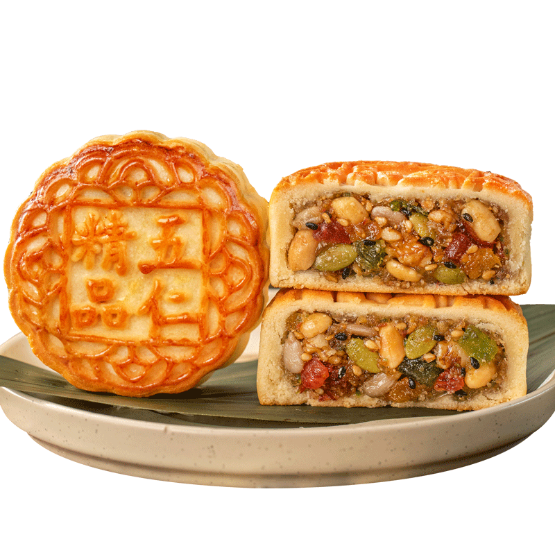 月饼五仁月饼老式中秋广式月饼整箱25个5斤批发实惠家庭五仁豆沙