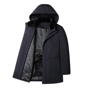 -30℃中老年爸爸中长款加厚兔毛内胆尼克服防寒派克服皮草外套男