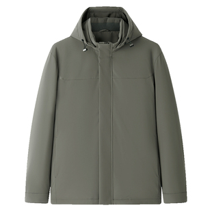 【46羊毛内胆 四面弹不易皱】庄吉秋冬休闲外套连帽夹克棉衣男