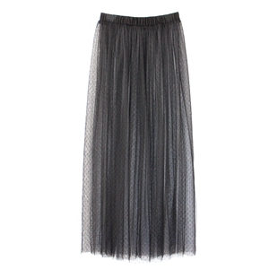 小波点开叉单层网纱裙半身裙蕾丝裙纱裙内搭透视打底裙中长款裙子