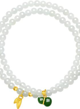 周六福和田玉手串金镶玉葫芦福禄平安玉石手饰新年礼物