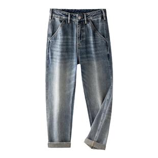 Kolbinli斌斌梨潮流休闲阔腿裤宽松百搭复古水洗直筒长裤牛仔裤