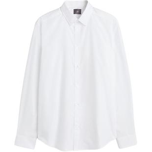 HM男装衬衫冬季商务职业易熨烫合身通勤正装长袖衬衣上衣0976709