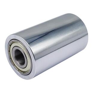 带双轴承无动力输送轨道轮平皮带传送压轮惰轮镀铬铁轮镜面抛光轮