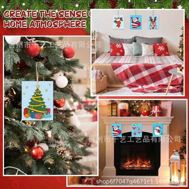 大号圣诞未完成木质和成人装饰品儿童适合div绘画木质冬季工艺品