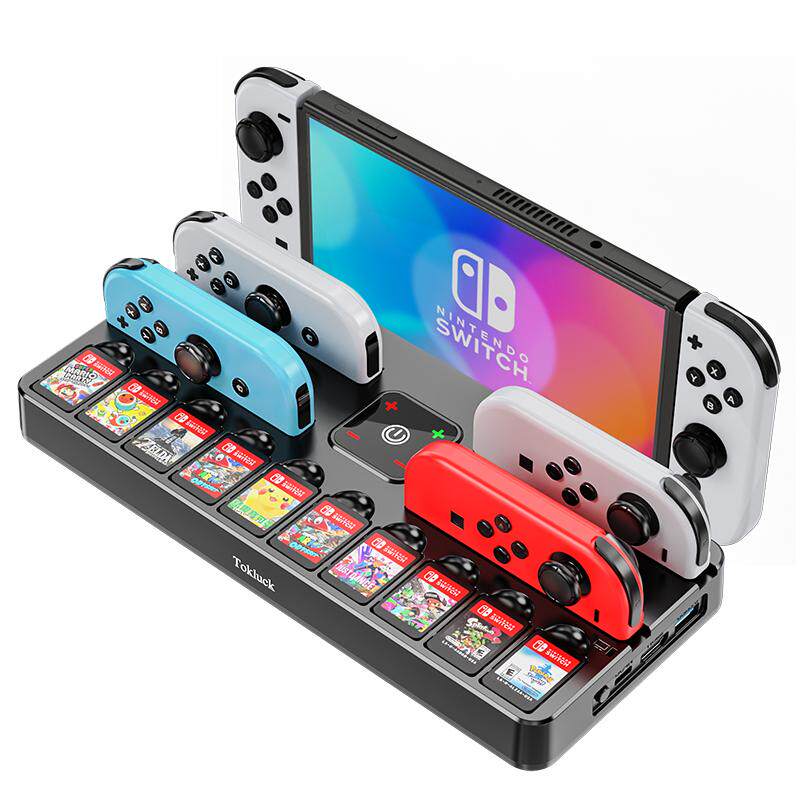 switch手柄充电座适用任天堂电视投屏底座 NS配件多功能卡带收纳架 joycon充电底座支架充电器 Joy-Con座