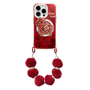 马年新款磁吸支架手机壳带挂绳适用于苹果17promax华为mate80pro手提斜挎可背小米17pro防摔vivox200硬壳