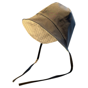 复古卷边可双面戴渔夫帽子女春夏季护耳遮阳百搭系带蝴蝶结盆帽