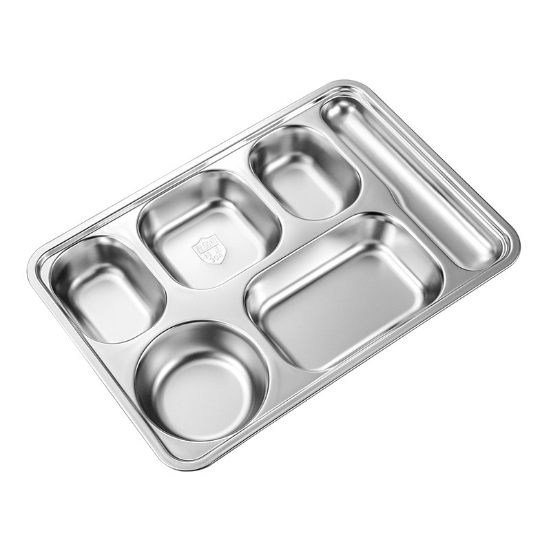 幼儿园餐具学生3格快餐盘分隔三格不锈钢分餐盘304格儿童分格餐盘