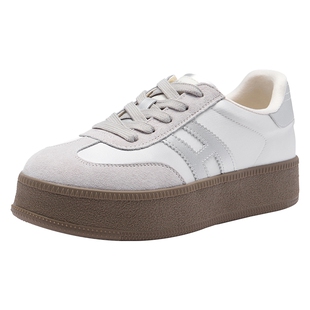 热风银色德训鞋女鞋2026年春季新款运动厚底鞋慢跑鞋子H14W26110