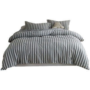 SANDMAN天竺棉纯棉小条纹针织棉全棉四件套被套床单超柔裸睡床品