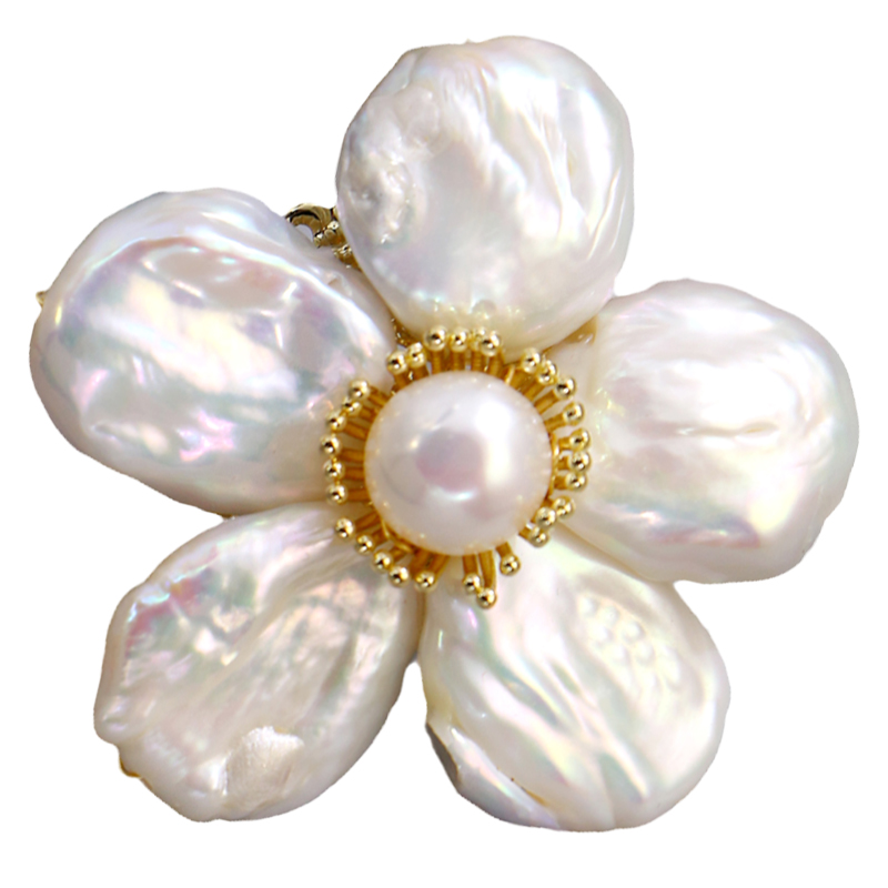 D.M.D/迪曼达复古巴洛克别针天然珍珠胸针高档女花朵胸花西装配饰