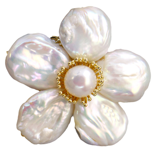 D.M.D/迪曼达复古巴洛克别针天然珍珠胸针高档女花朵胸花西装配饰