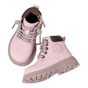 英贝米尼女童马丁靴皮靴秋冬新款棉靴幼儿园小童短靴宝宝儿童靴子