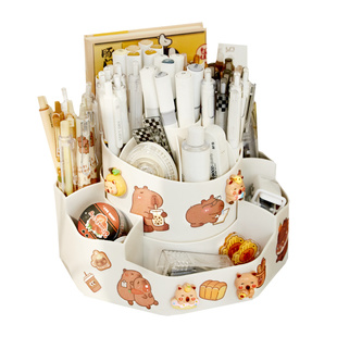 双层13格360度可旋转笔筒小学生儿童桌面收纳盒大容量超大笔桶男孩女孩创意装笔的卡皮巴拉笔盒多功能书桌