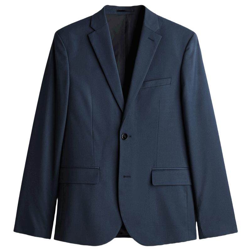 HM男装西装夏季职业通勤法式合身长袖商务正装西服外套1250484