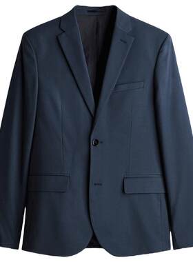 HM男装西装夏季职业通勤法式合身长袖商务正装西服外套1250484