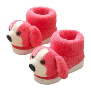 冬季儿童棉拖鞋女童包跟中小学生毛毛鞋男可爱卡通狗狗居家棉鞋子