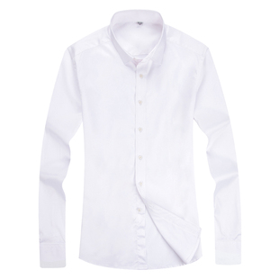 衬衫男长袖弹力商务修身正装青年潮流帅气百搭衬衣宝蓝色职业工装