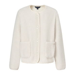 POLOWALK女士摇粒绒外套2025秋冬新款厚外套无领内搭上衣圆领女装