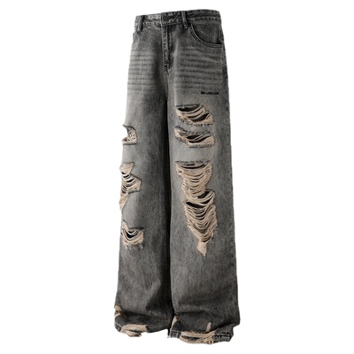 BJHG破洞牛仔裤冬季潮牌美式复古