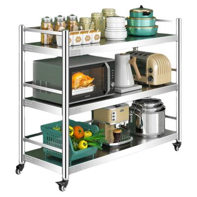 304三层免打孔带轮不锈钢置物架