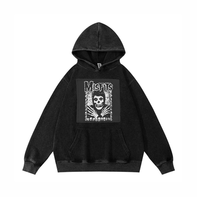 多款misfit地下朋克摇滚复古蜡染贴布宽松加厚男女帽衫卫衣外套