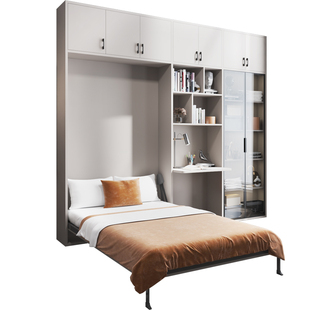 隐形床壁床墨菲床柜一体藏墙床阳台折叠上下侧翻板床五金配件定制