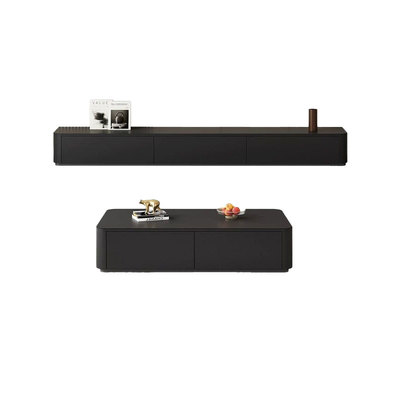 2025新款实木黑色岩板电视柜